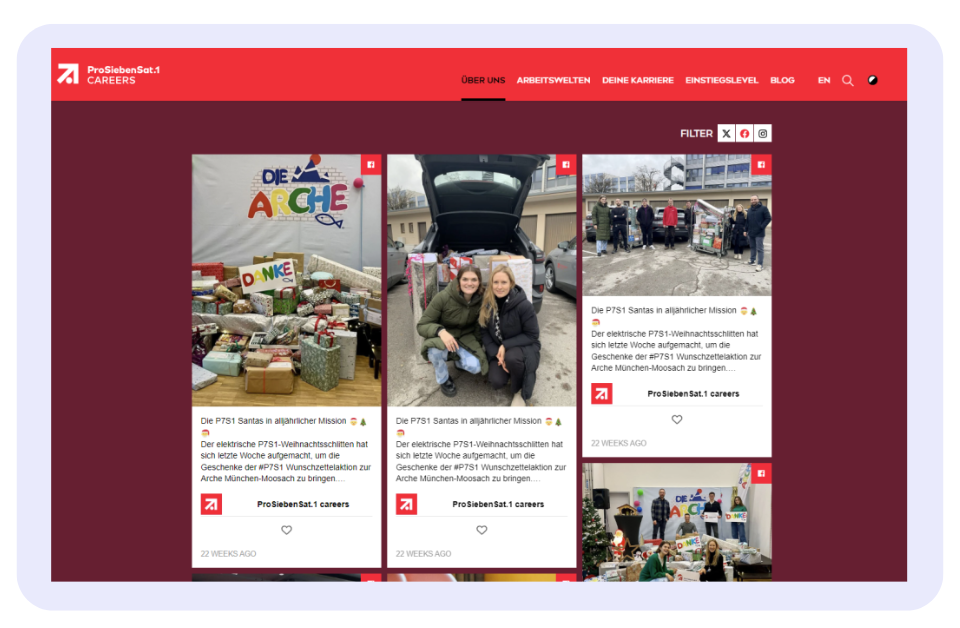 ProSiebenSat.1 employees participating in a charity event, demonstrating community involvement; a perfect case to embed Facebook feed on website for corporate social responsibility.